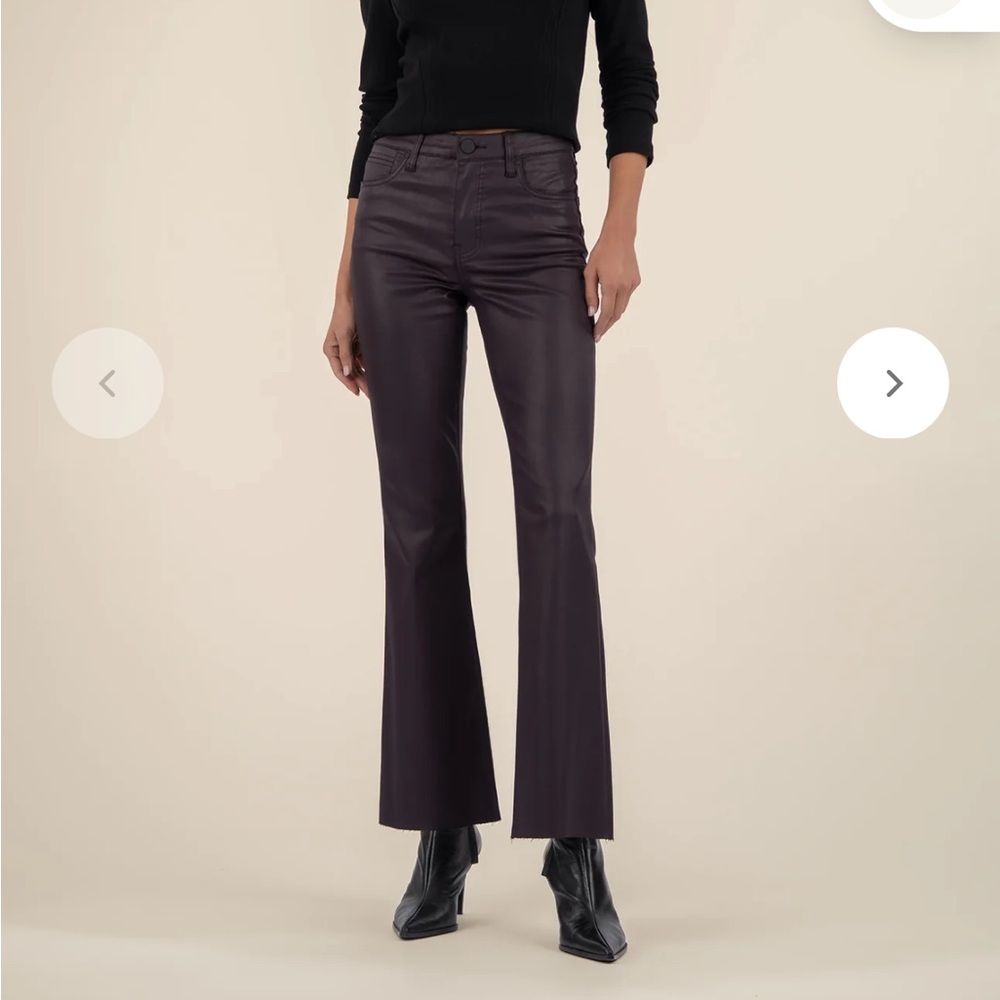 Stella coated high rise flare in Sangria